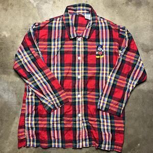 The Disney Store Pajama Shirt Men's M Mickey Checkered Vintage 90's